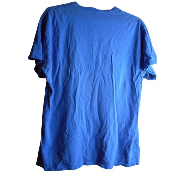 Gildan Blue Pocket T Shirt Sz L 100% Cotton  well worn - Picture 4 of 5
